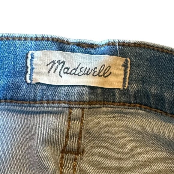 Madewell Cai Demi-Boot Cut Jeans Pants Light Wash High Low Raw Hem Size 26 Women - Picture 11 of 13